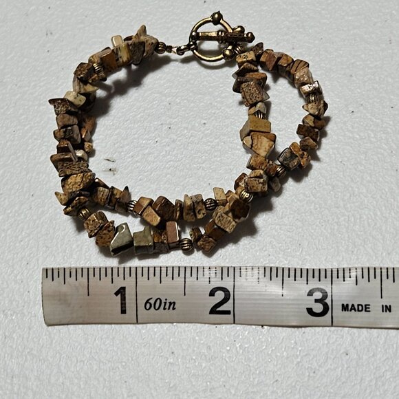 Boho Natural Stone Chunky Gemstone Beaded Bracelet Toggle Clasp Fashion Jewelry - Picture 5 of 5